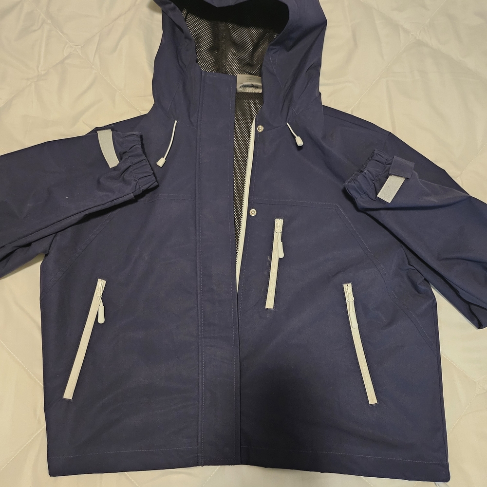 YoungLA Navy Hooded Windbreaker Jacket with White Accents